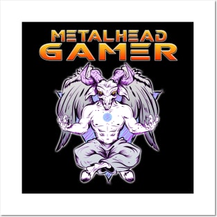 Metalhead Gamer Baphomet Meditate Orange Posters and Art